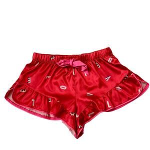 Victoria’s Secret Red Pink Satin Ruffled Shorts Small